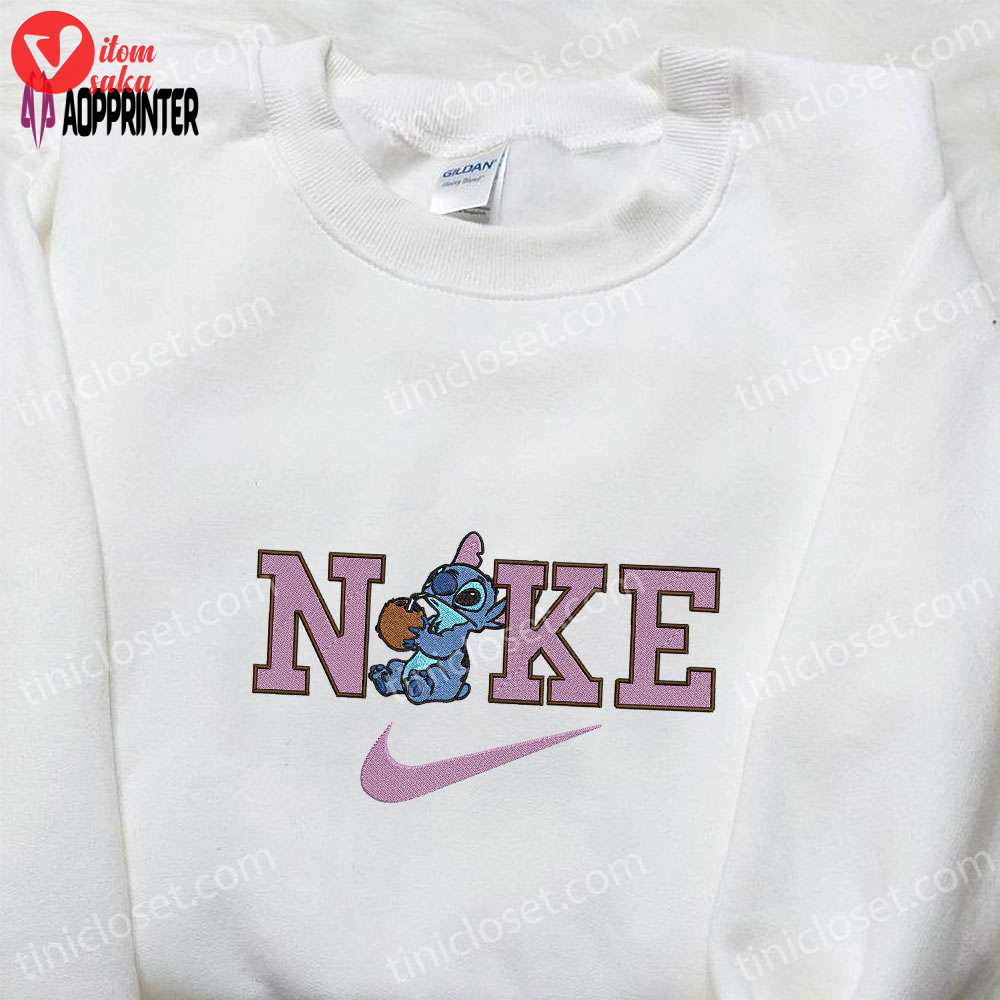 Nike x stitch coconut embroidered sweatshirt – lilo & stitch hoodie nike inspired t-shirt