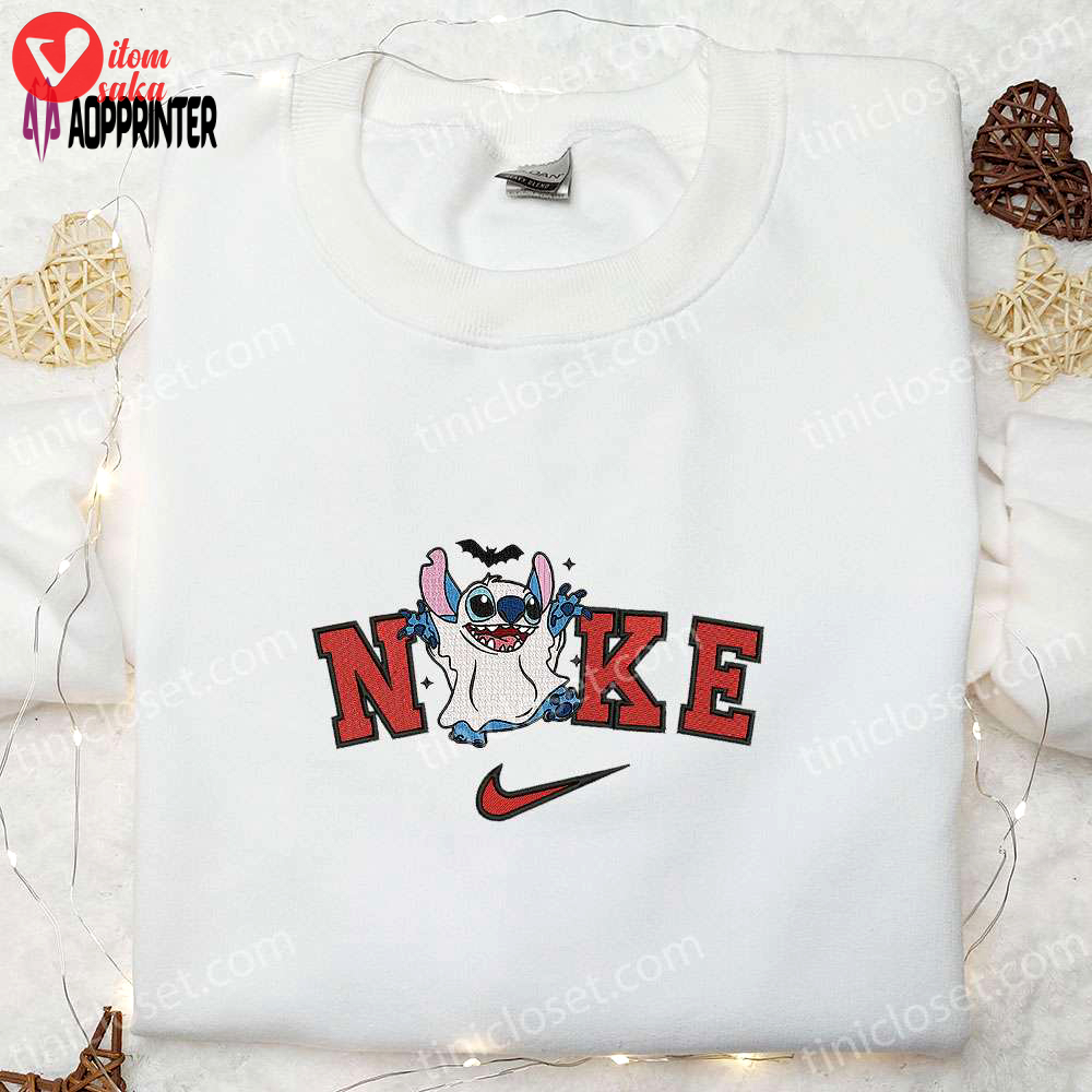 Nike x stitch cute ghost embroidered shirt – halloween sweatshirt disney characters t-shirt