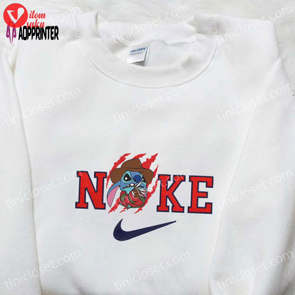 Nike x stitch freddy krueger embroidered shirt – funny halloween & nike inspired design