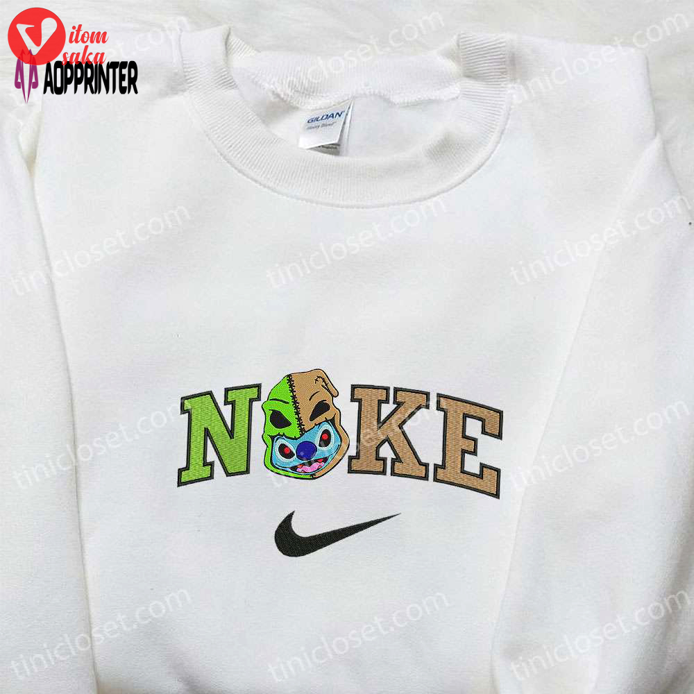 Nike x stitch oogie boogie head embroidered t-shirt & hoodie: adorable halloween sweatshirt