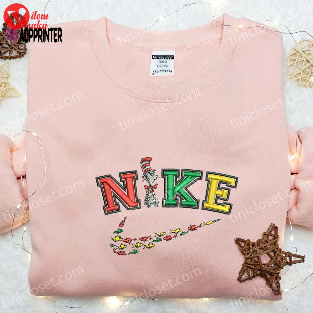 Nike x the cat in the hat embroidered shirt & cartoon hoodie – custom nike t-shirt