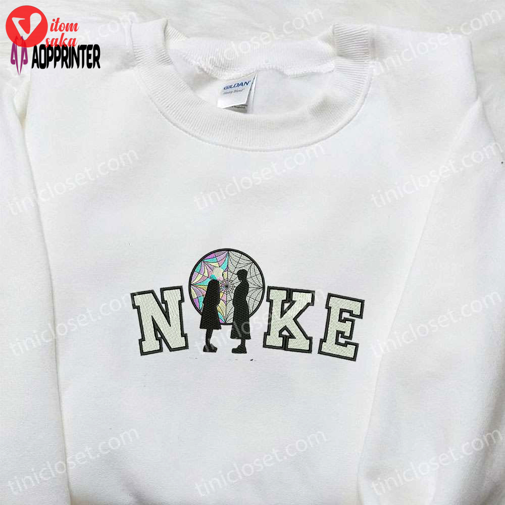 Nike x wednesday embroidered sweatshirt: cool halloween hoodie – perfect gift for halloween lovers