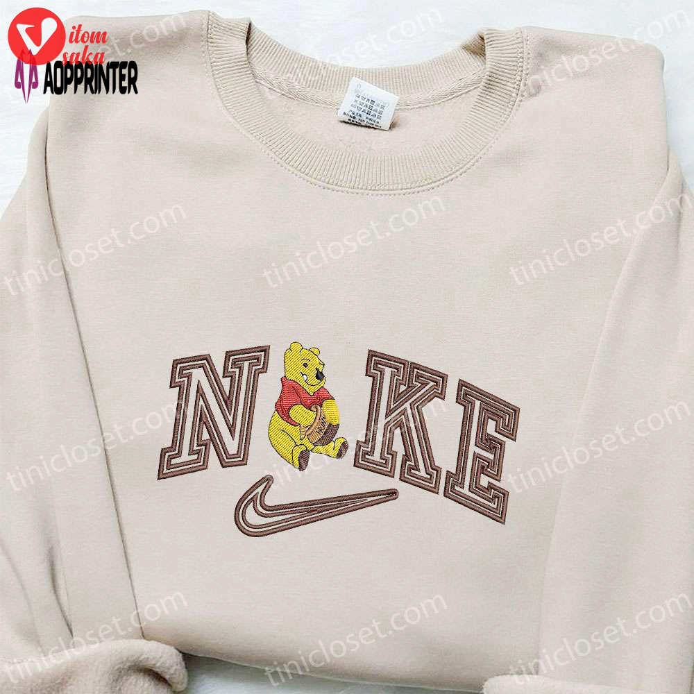 Nike x winnie the pooh cartoon embroidered sweatshirt disney characters shirt: cozy & stylish nike inspired t-shirt
