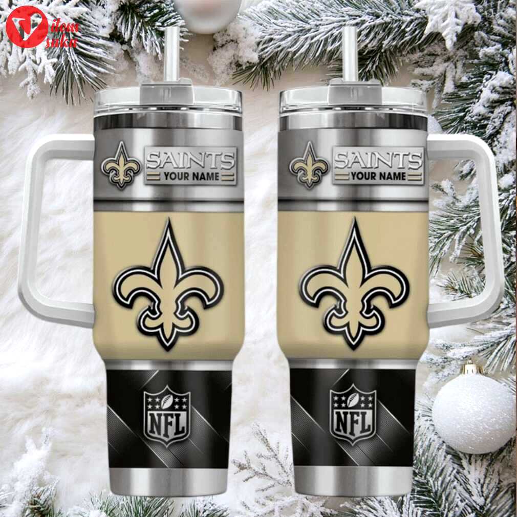 No saints custom stanley cup 40oz. stainless steel travel tumbler with handle
