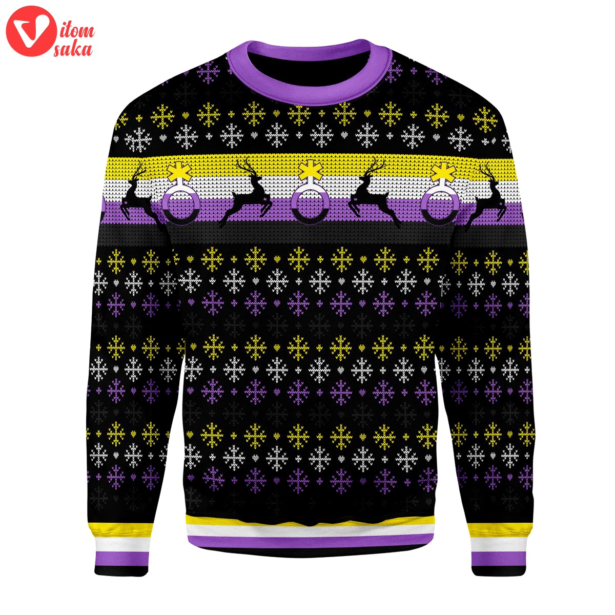 Nonbinary flag christmas sweater – stormmerch exclusive