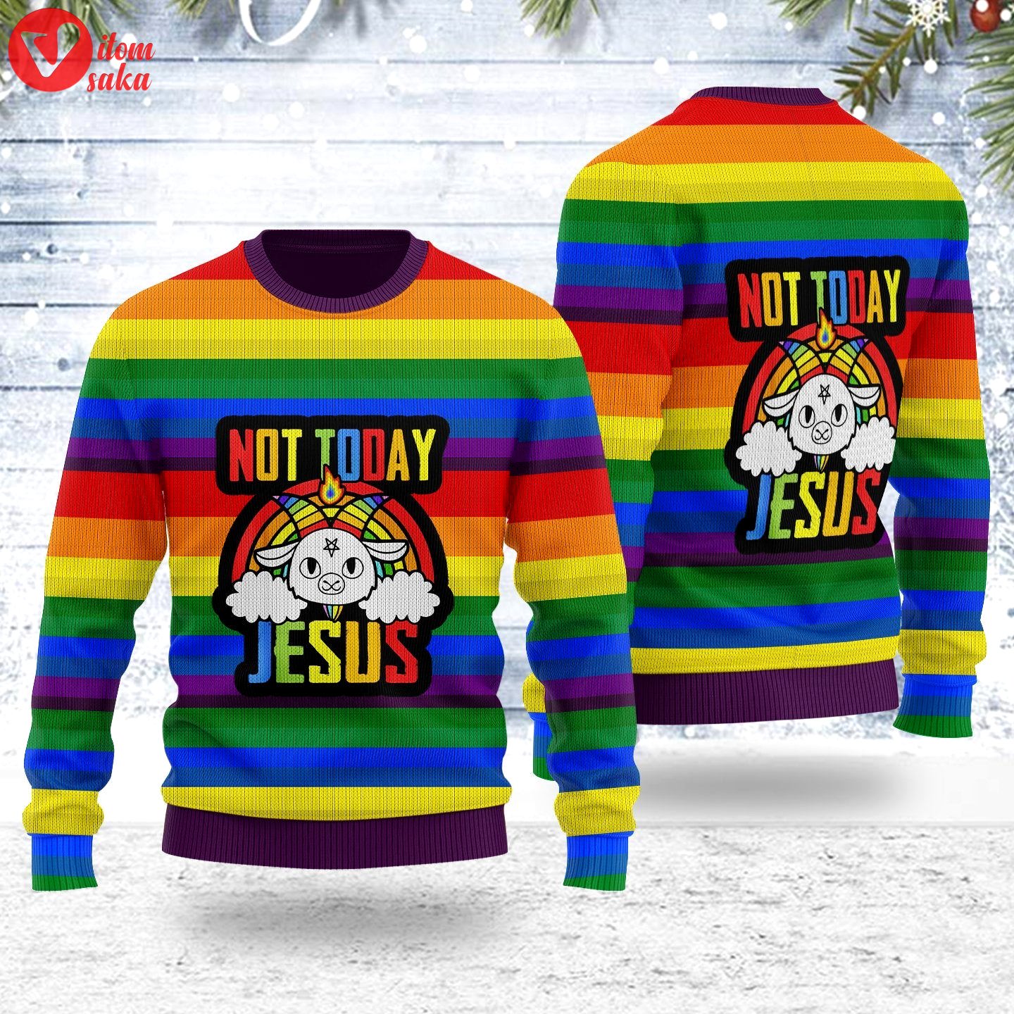 Not today jesus ugly christmas sweater – stormmerch exclusive