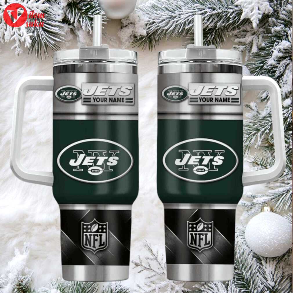 Nyj jets custom stanley cup 40oz. stainless steel travel tumbler with handle