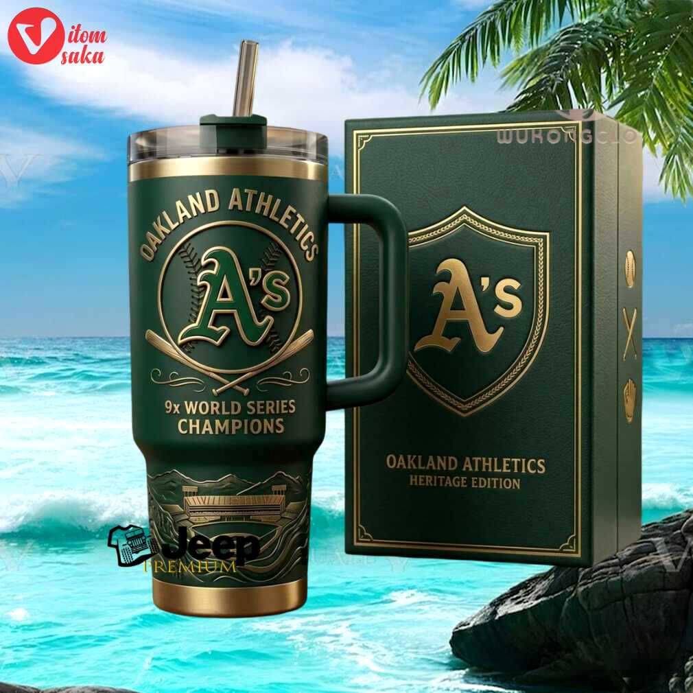 Oakland athletics heritage edition 9x world series champions retro fan gift stainless steel insulated tumbler