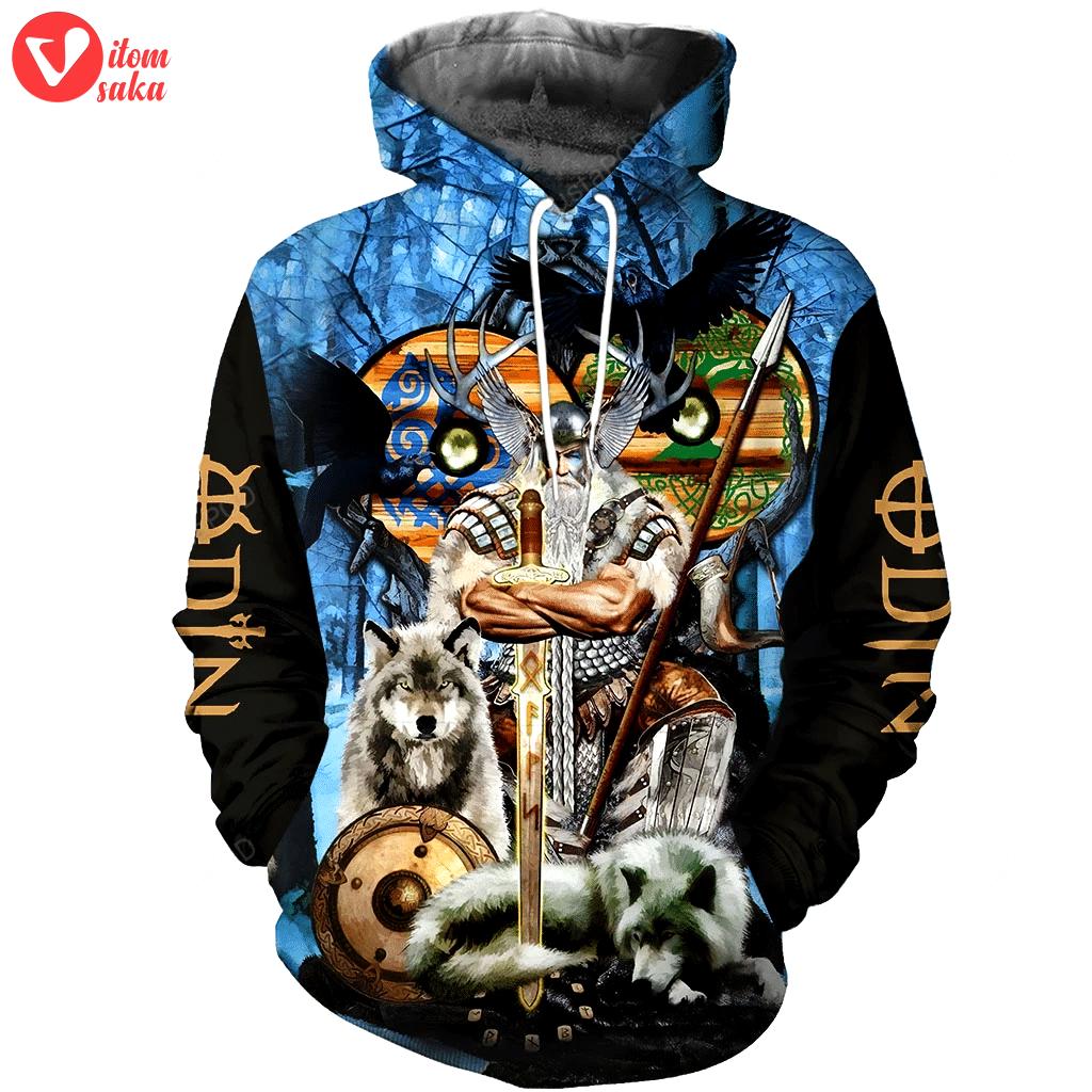 Odin art 3d all over print hoodie, zip-up hoodie