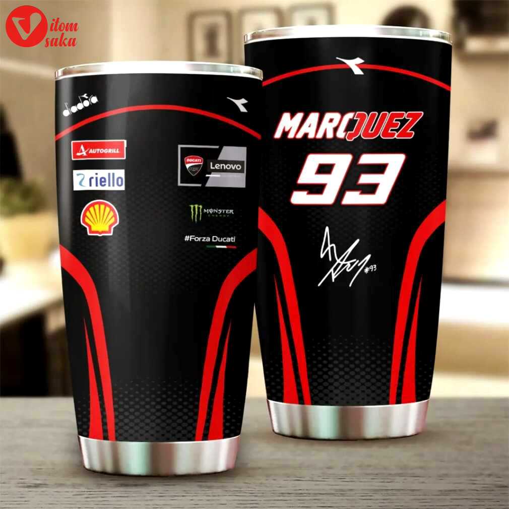 Official ducati lenovo team marc marquez #93 stainless steel tumbler