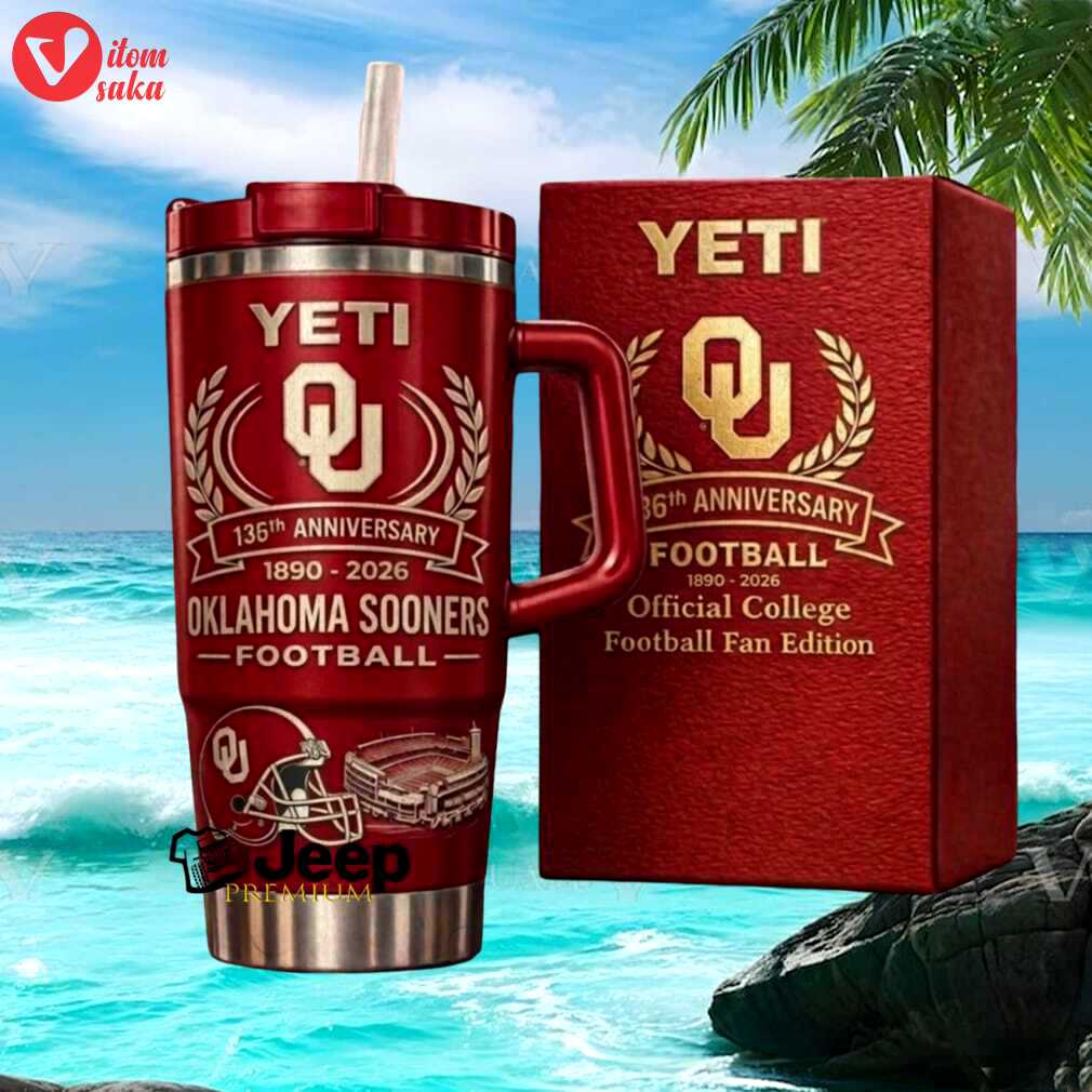 Oklahoma sooners 136th anniversary football 1890 2026 college fan gift stainless steel insulated tumbler