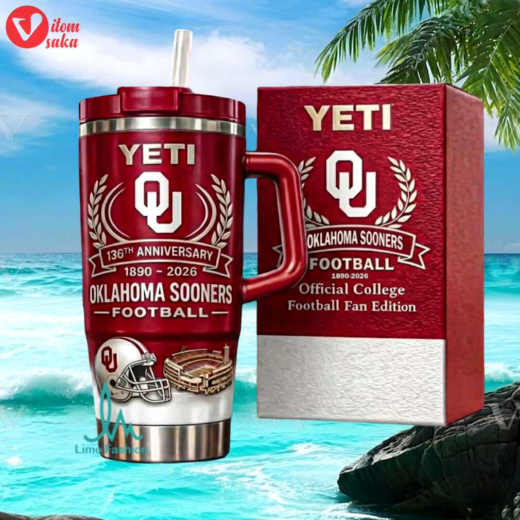 Oklahoma sooners football 136th anniversary 1890 2026 official fan edition stainless steel insulated tumbler