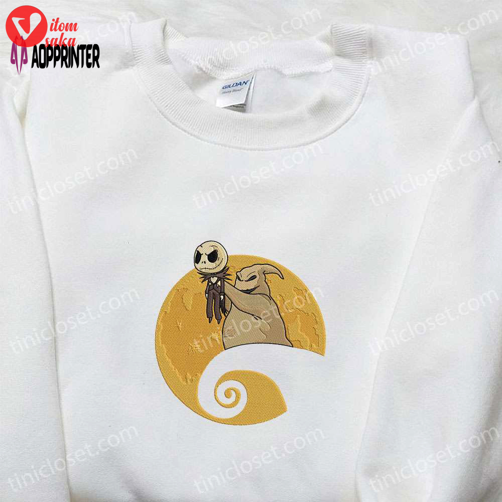 Oogie boogie & jack skellington moon embroidered sweatshirt – the nightmare before christmas hoodie
