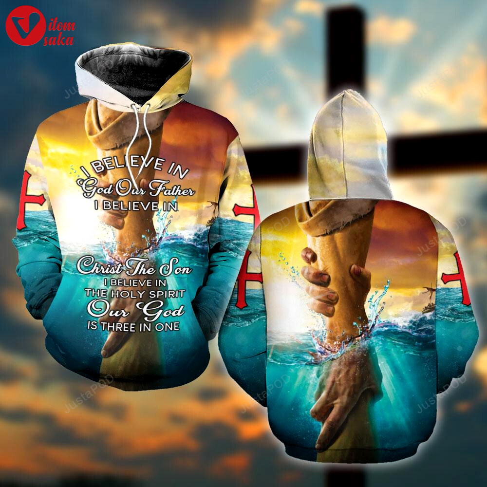 Our god is three in one 3d all print hoodie, zip- up hoodie