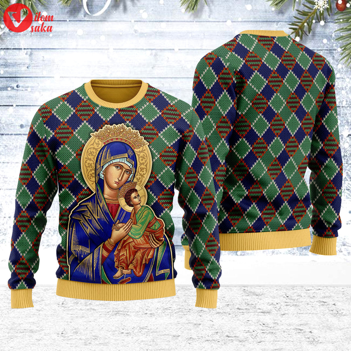 Our lady of perpetual help crowned christmas sweater – stormmerch exclusive