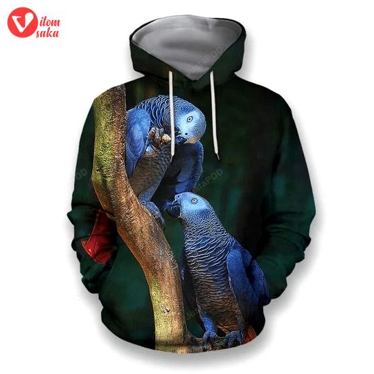 Parrots 3d all over printed hoodie, zip- up hoodie