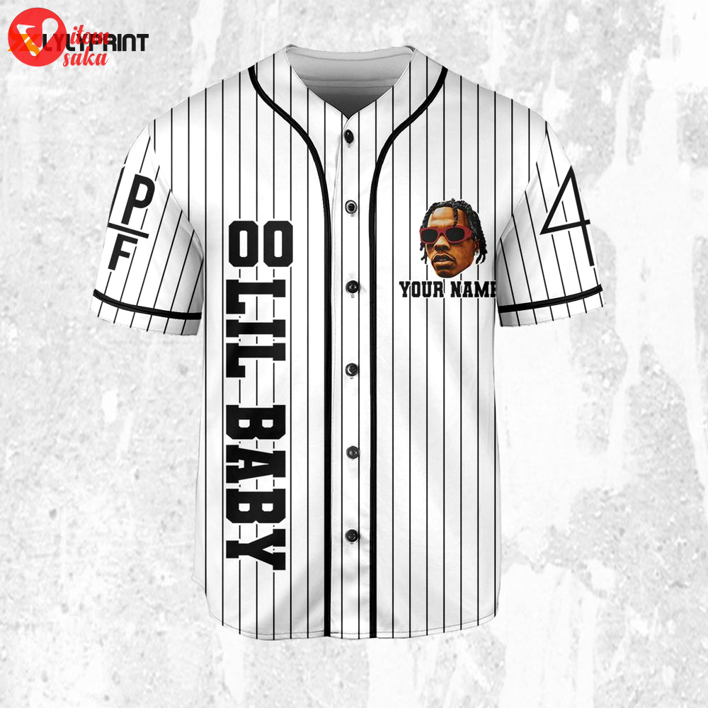 Personalize lil baby white color jersey, lil baby baseball jersey, lil baby rap jersey