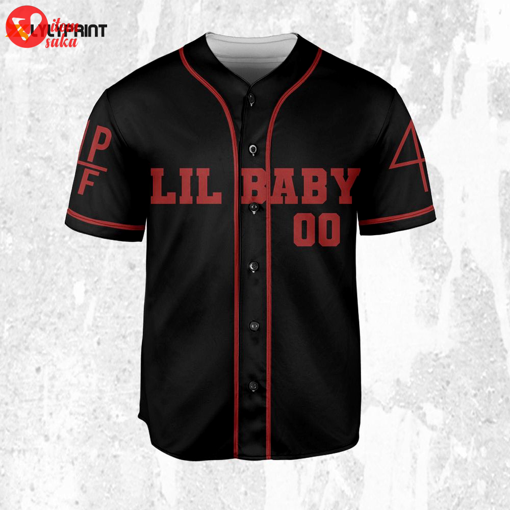 Personalize vintage lil baby style black and red jersey, lil baby baseball jersey