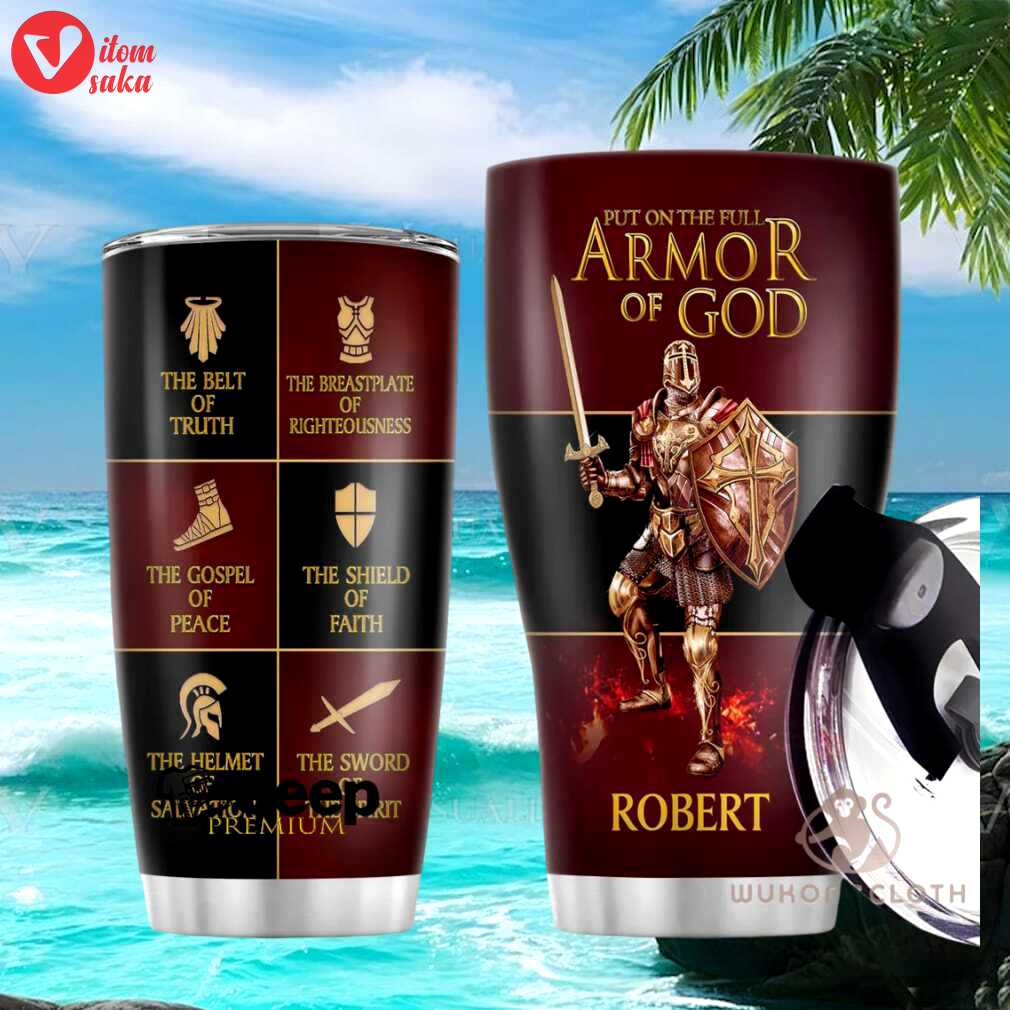 Personalized armor of god knight christian religious spiritual men gift stainless steel insulated tumbler