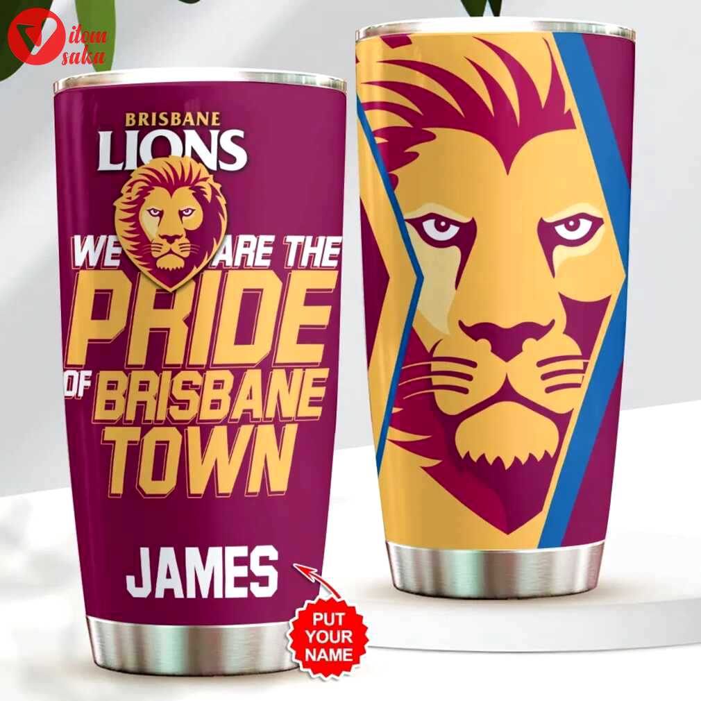 Personalized brisbane lions afl tumbler   custom name stainless steel travel tumbler