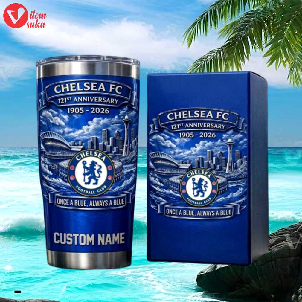 Personalized chelsea fc 121st anniversary blue pride insulated travel tumbler