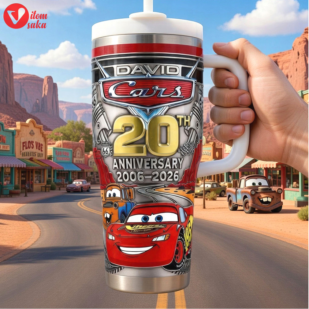 Personalized disney cars 20th anniversary gold logo 40oz tumbler