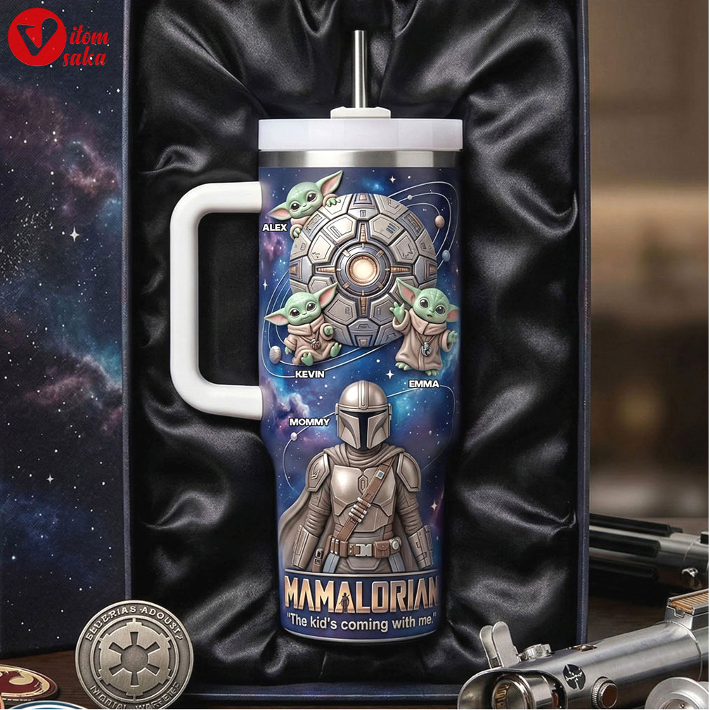 Personalized mamalorian the kid’s coming with me custom baby names tumbler