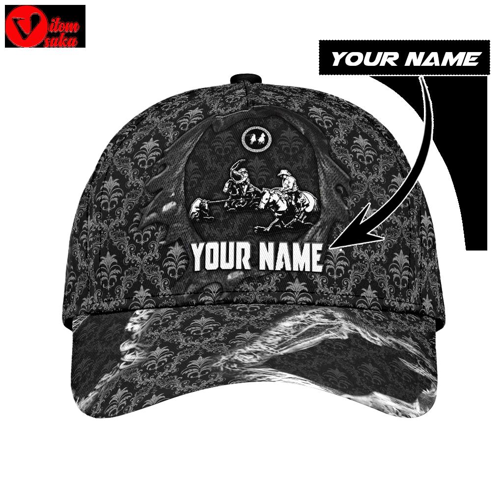 Personalized name bull riding classic cap team roping black printed baseball cap gift