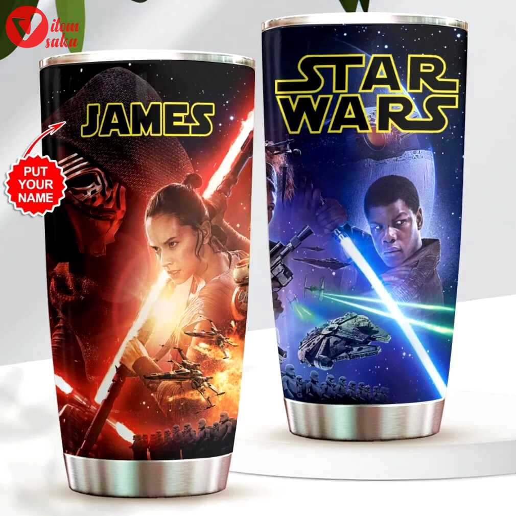 Personalized star wars stainless steel tumbler custom name & movie art