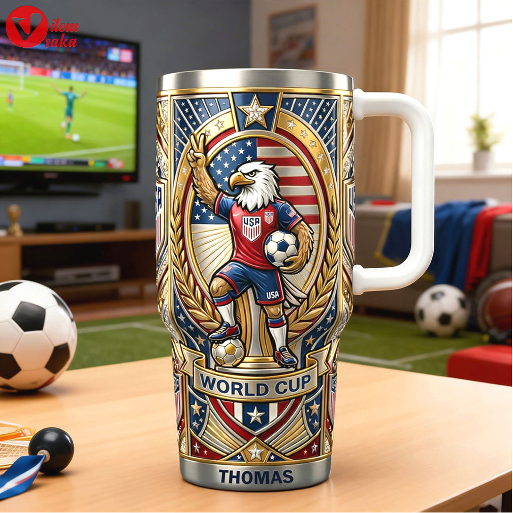 Personalized usa soccer world tumbler eagle tumbler   custom name fan gift