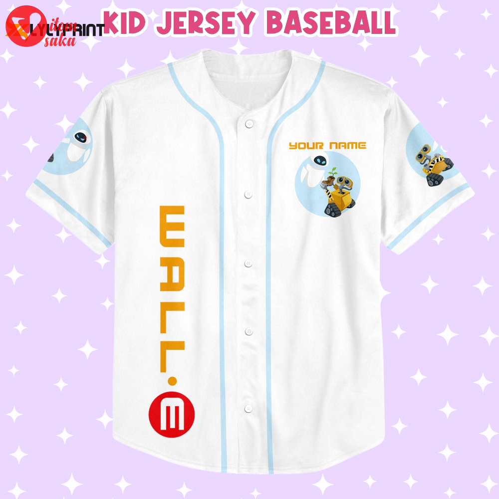 Personalized wall e eve illustration baseball jersey
