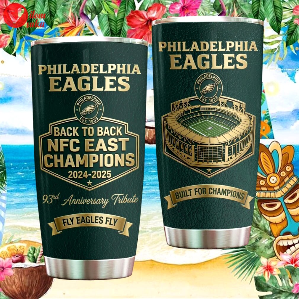 Philadelphia eagles back to back nfc east champions 2024 2025 93rd anniversary tribute stainless stumblerl tumbler
