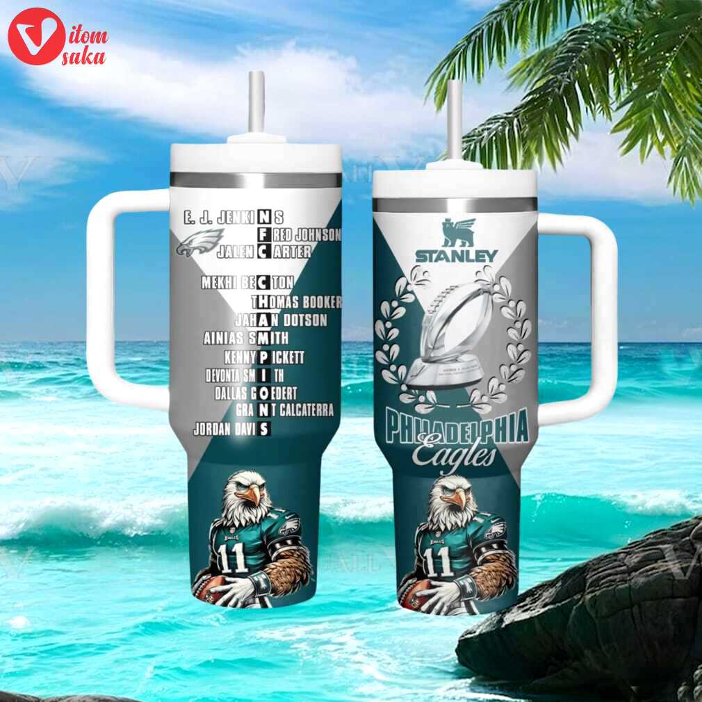 Philadelphia eagles super bowl champions roster art 40oz stainless steel tumbler