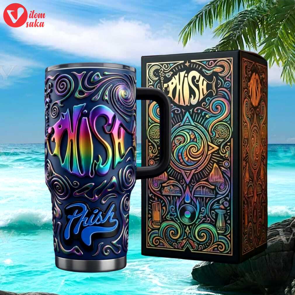 Phish psychedelic rainbow swirl 3d embossed 40oz tumbler with art box