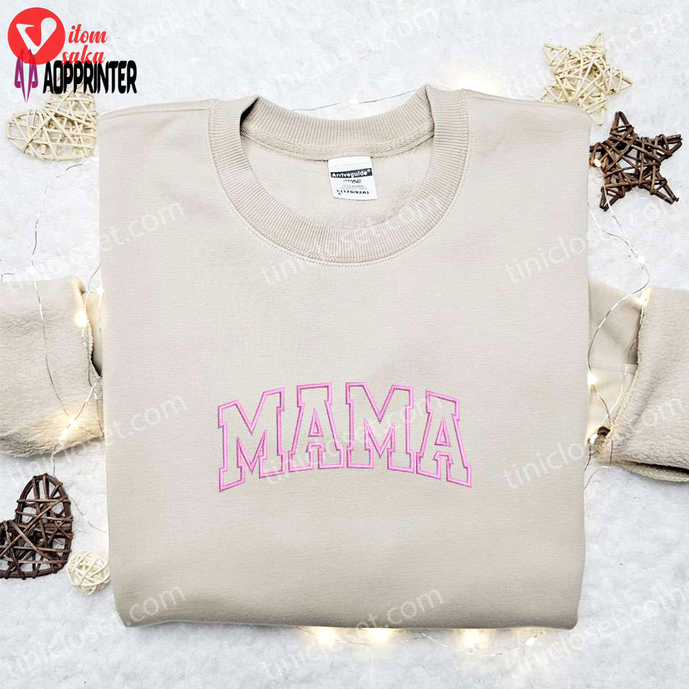 Pink line mama embroidered shirt & hoodie: perfect mother’s day gift for mom