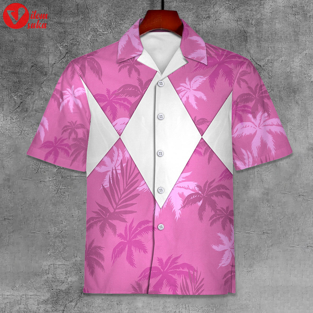 Pink ranger x tommy vercetti hawaiian shirt & beach shorts – stormmerch exclusive