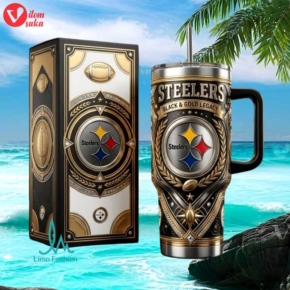 Pittsburgh steelers black and gold legacy nfl football fan gift stainless steel insulated tumbler