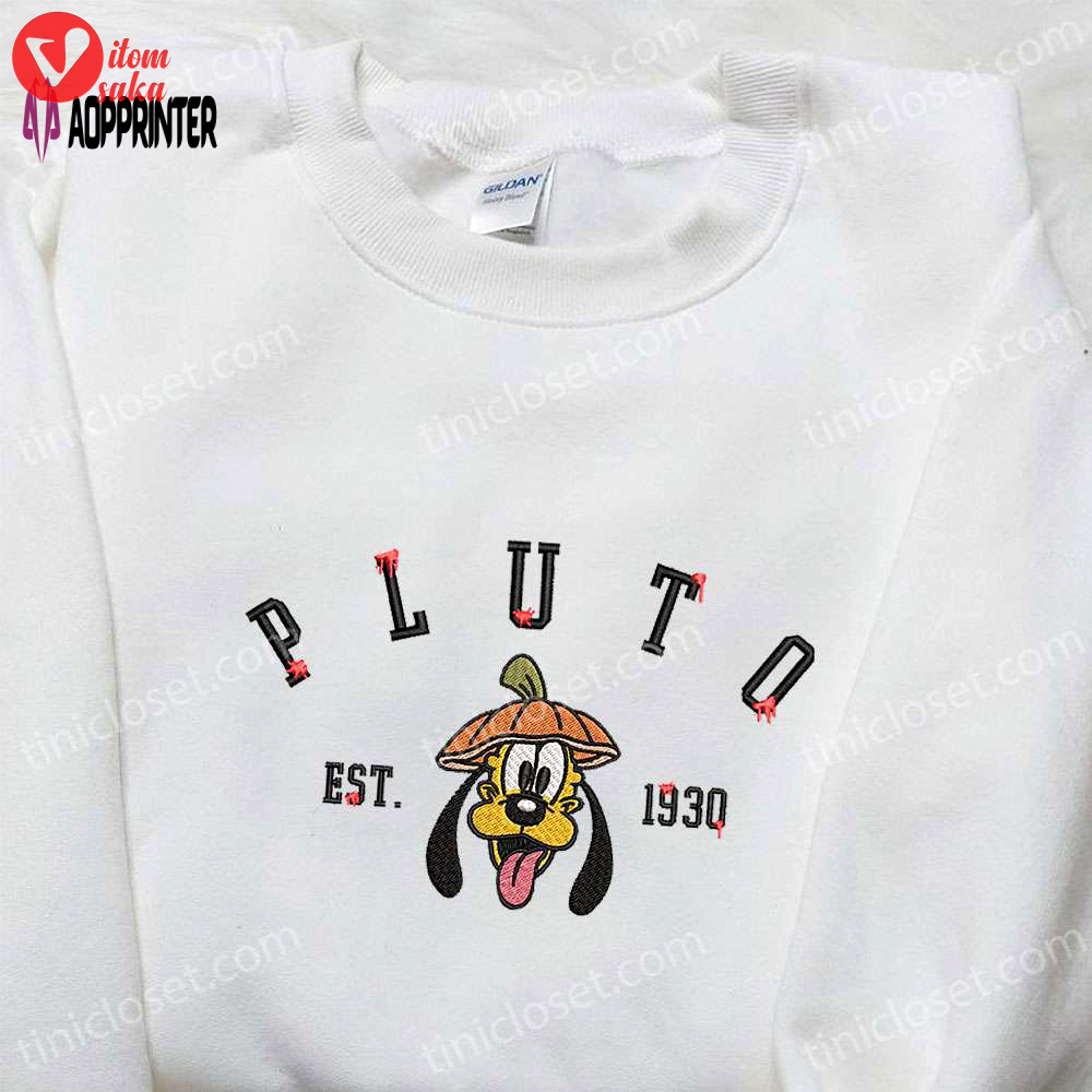 Pluto pumpkin est 1930 embroidered shirt: disney halloween gift for family
