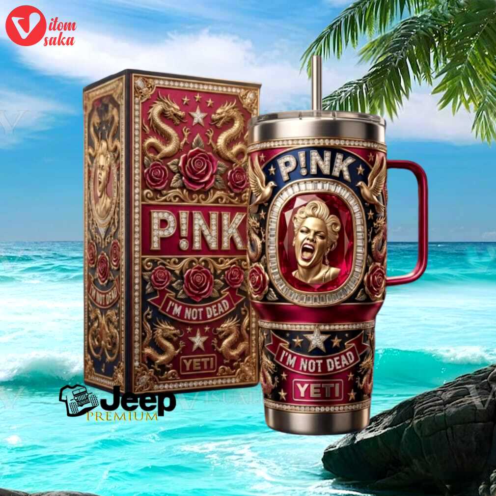 P!nk i’m not dead tribute ruby red and gold dragon filigree luxury tumbler with box