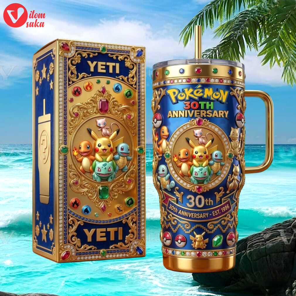 Pokémon 30th anniversary collectors edition gold and blue insulated tumbler