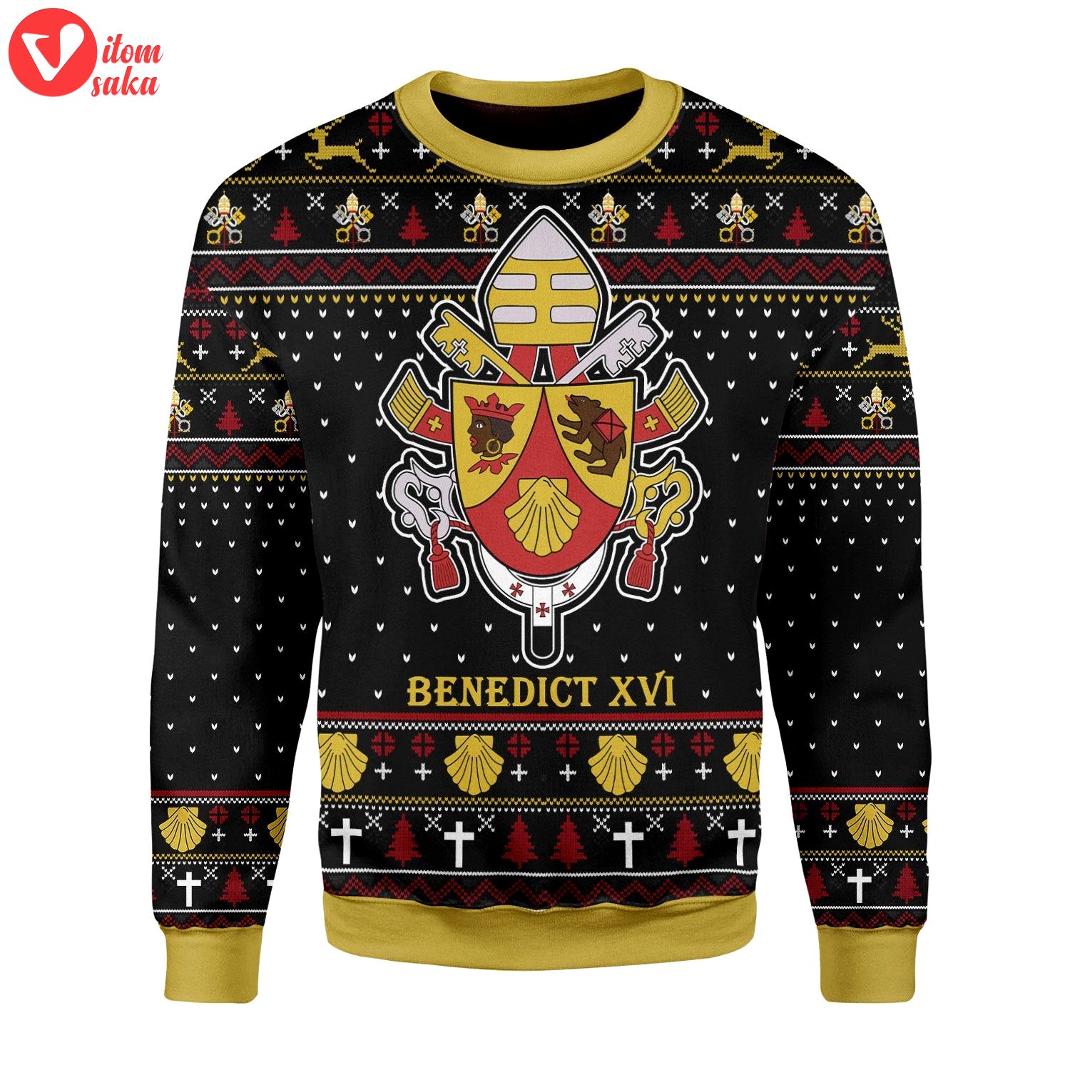 Pope benedict xvi coat of arms christmas sweater – stormmerch exclusive