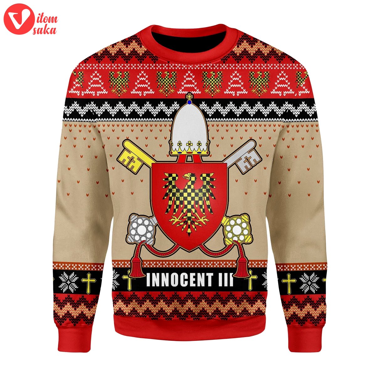 Pope innocent iii coat of arms christmas sweater – stormmerch exclusive