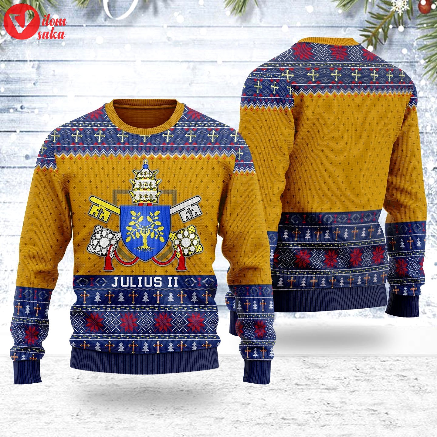 Pope julius ii ugly christmas sweater – stormmerch exclusive