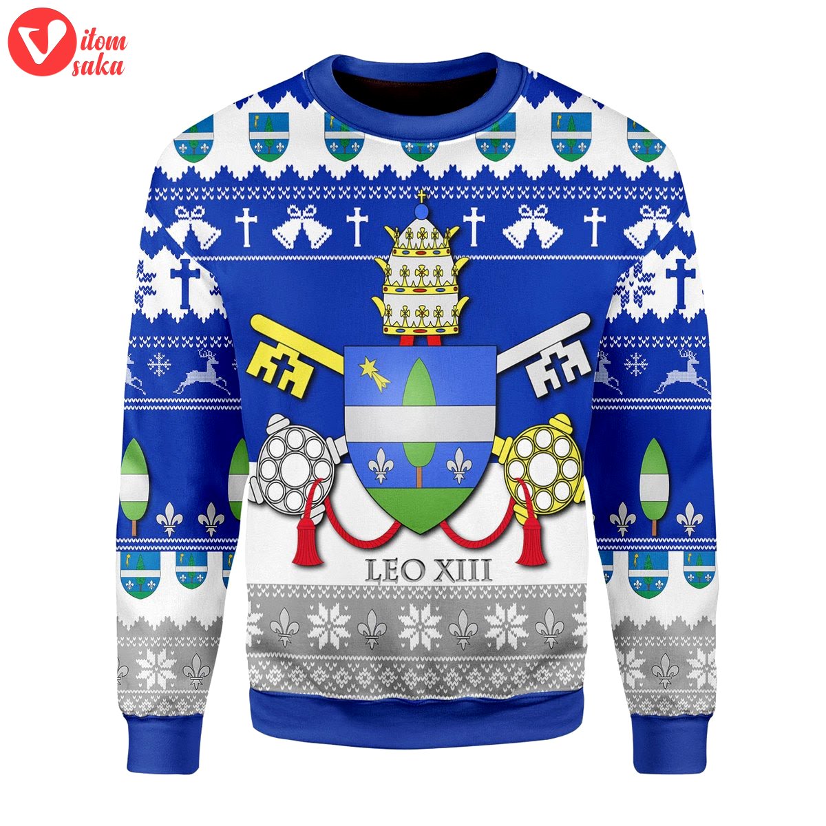 Pope leo xiii coat of arms christmas sweater – stormmerch exclusive