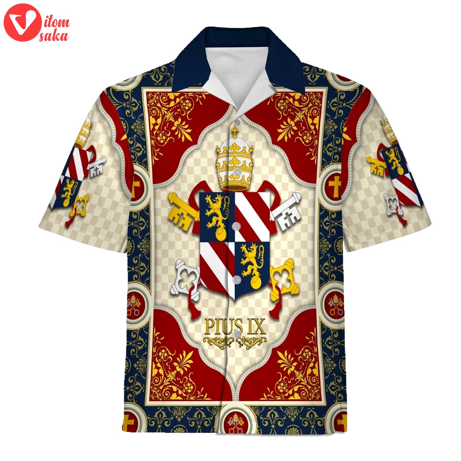 Pope pius ix coat of arms hawaiian shirt – stormmerch exclusive