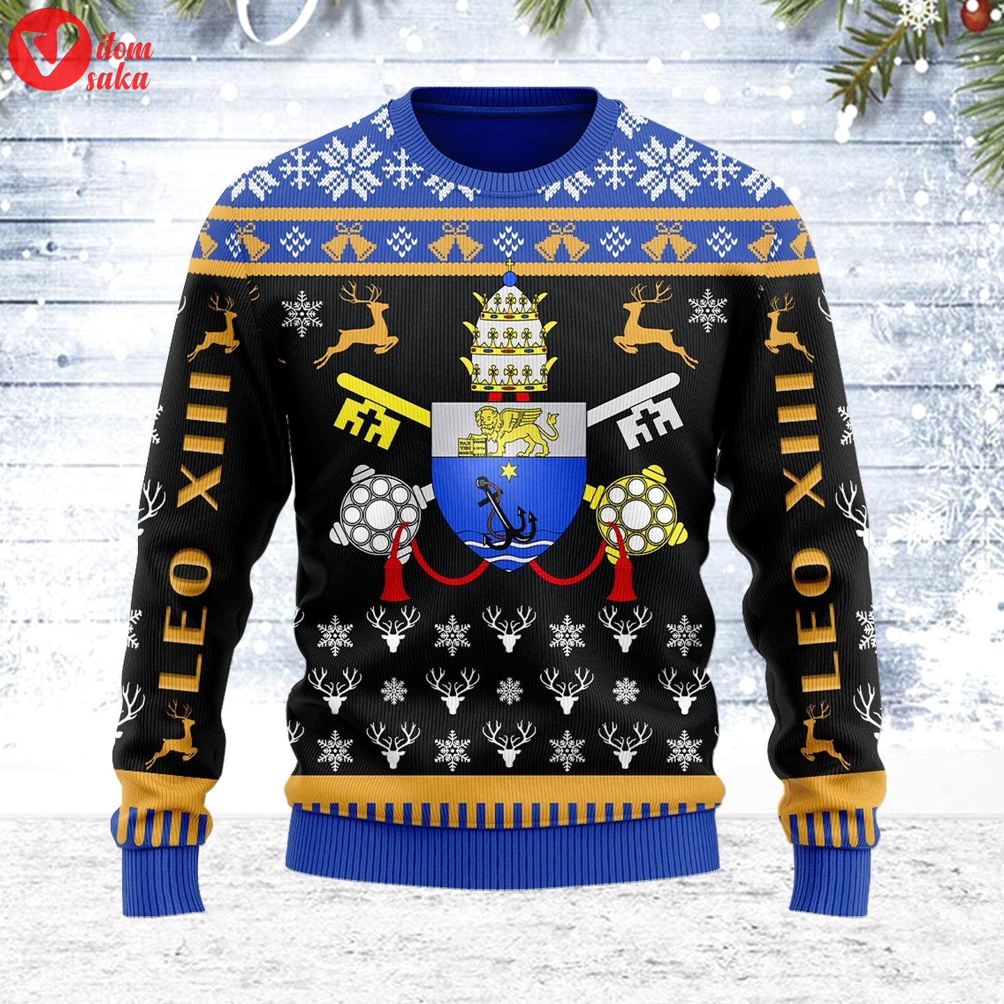 Pope pius x coat of arms ugly christmas sweater – stormmerch exclusive