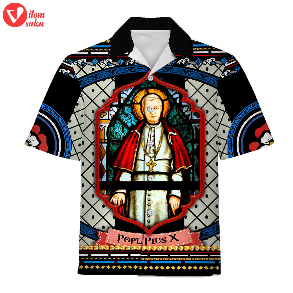 Pope pius x stained glass hawaiian shirt – stormmerch exclusive