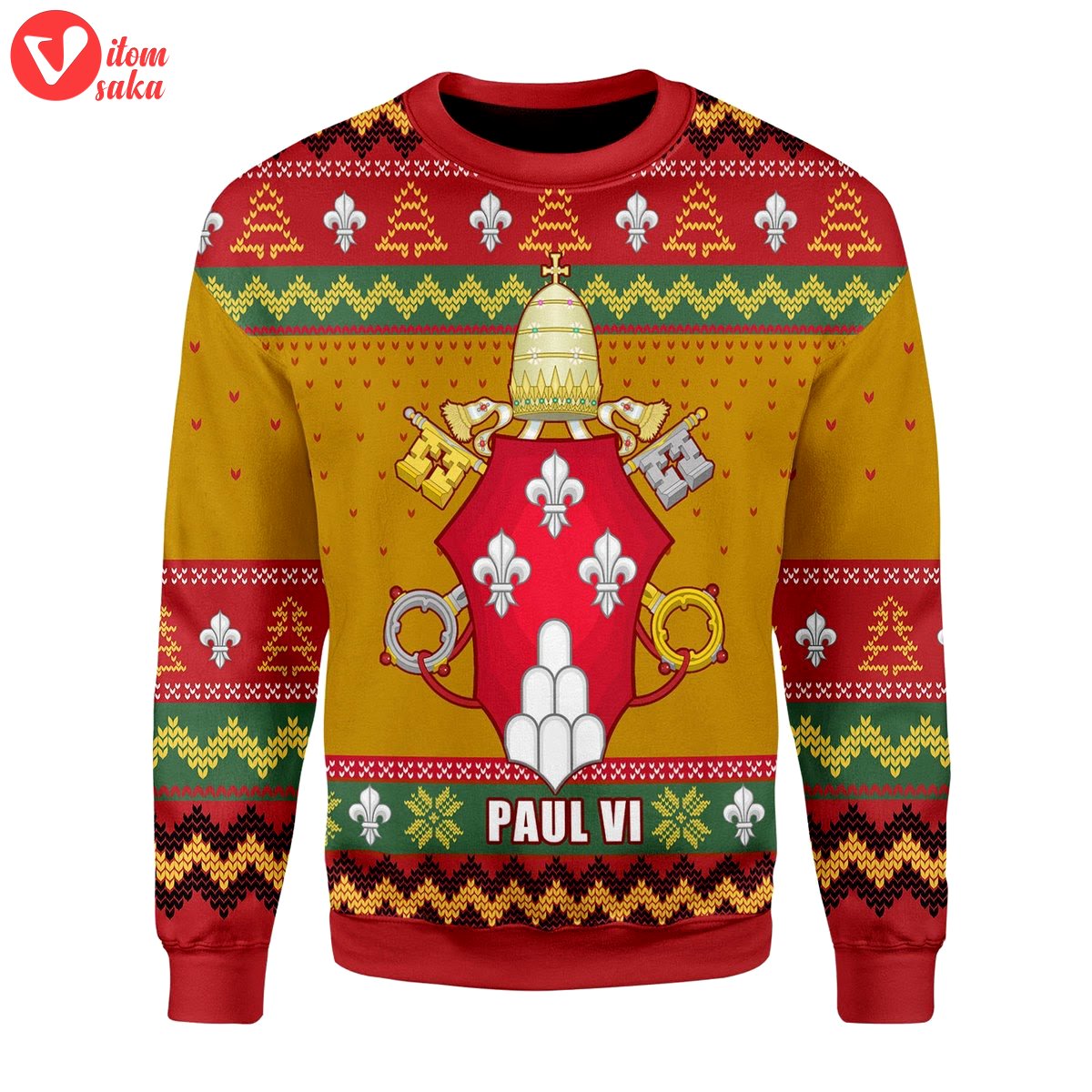 Pope pope paul vi coat of arms christmas sweater – stormmerch exclusive