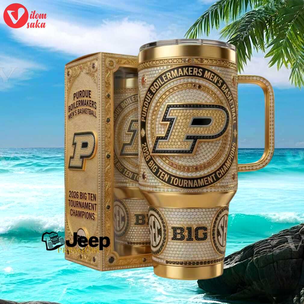 Purdue boilermakers 2026 big ten tournament champions gold bling tumbler wrap