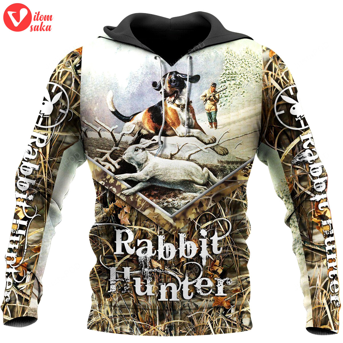 Rabbit beagle hunting 3d all over printed hoodie, zip- up hoodie